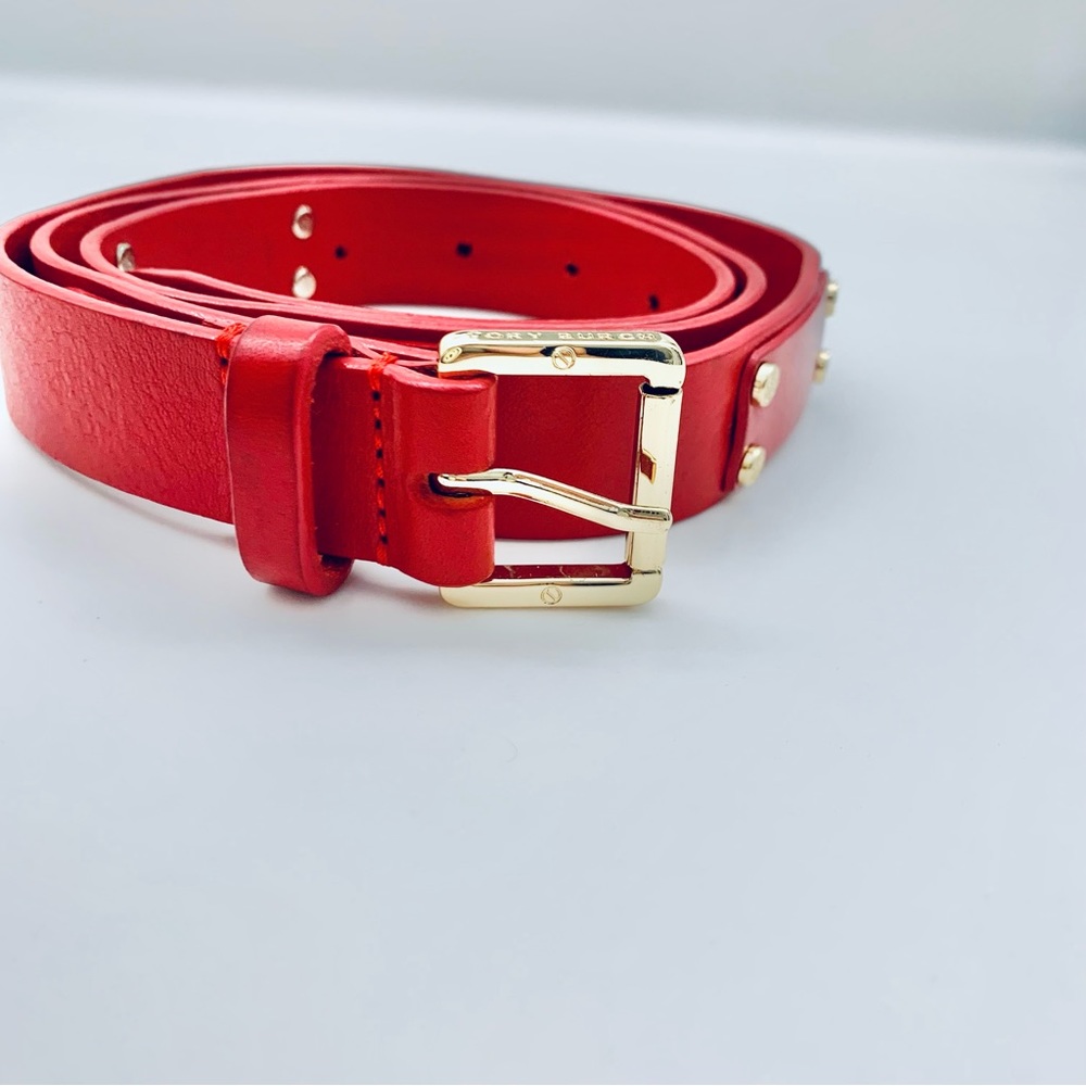 Tory Burch Red Belt with Gold Buckle